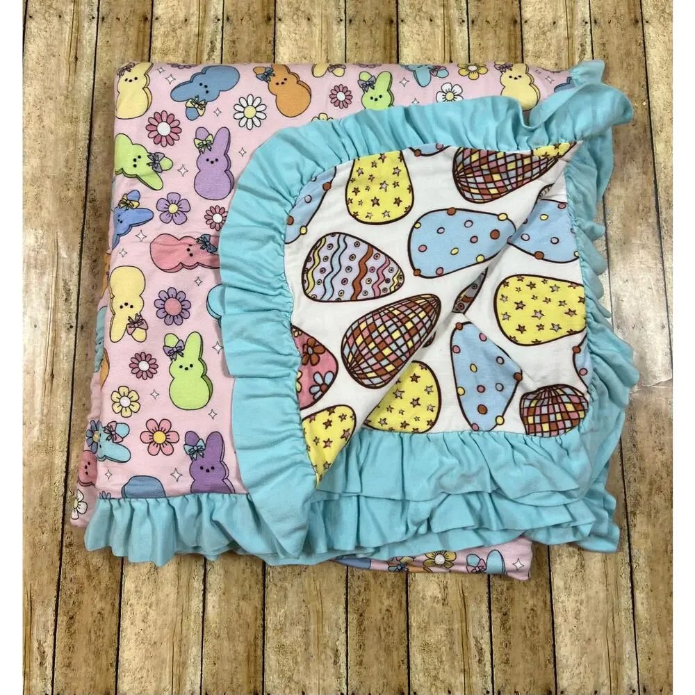 Posh Peanut Addison Mae Peeps Luxe Patoo Bamboo Blanket Ruffle 60x60